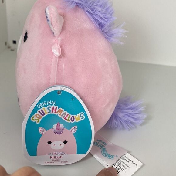 Kellytoy Mini Squishmallows 5” Mikah the Pink Unicorn with Floral Belly - Picture 6 of 7
